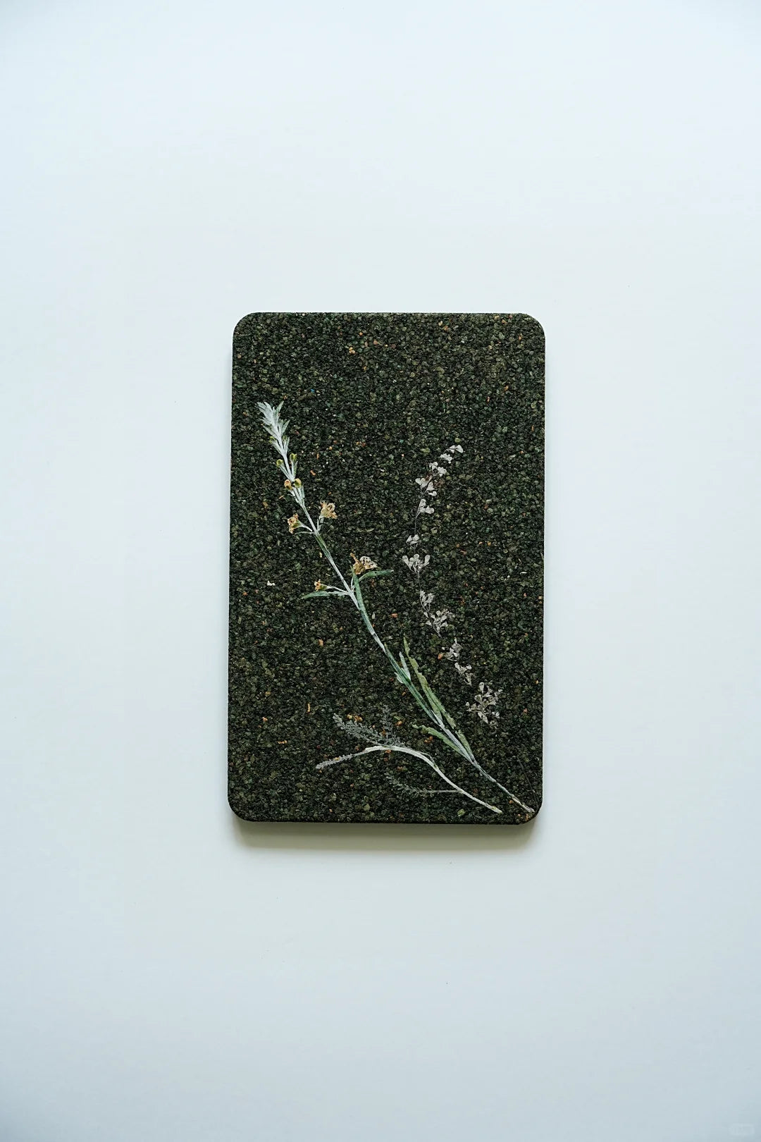 Pressed Botanical Art | Natural Plant Dyes | Lavender Sprig on Dark Oak